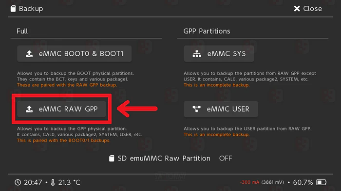backup switch data to pc