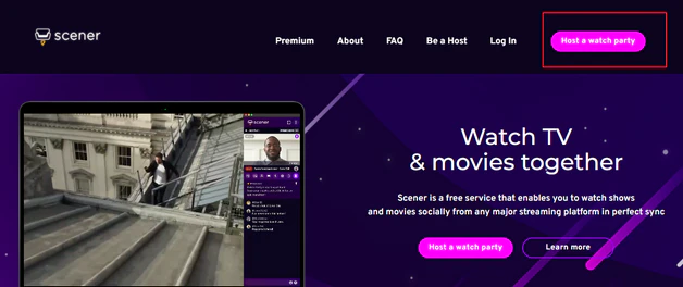 host a watch party in scener