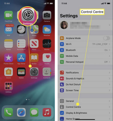 go to iphone control center