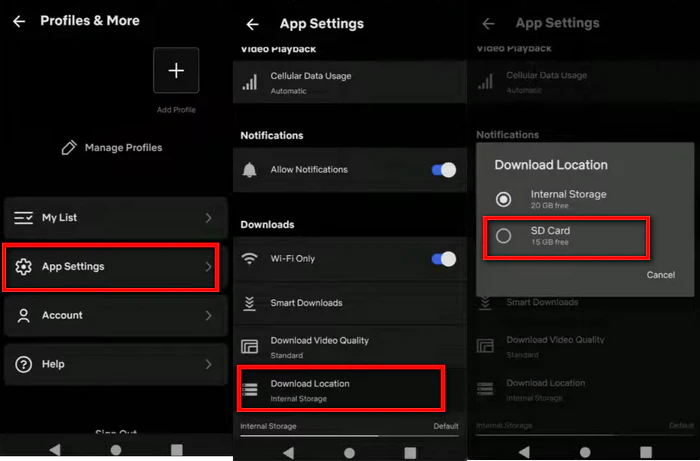 netflix download location