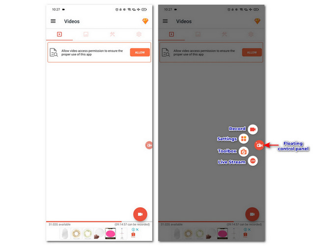 free record youtube live on AZ Screen Recorder