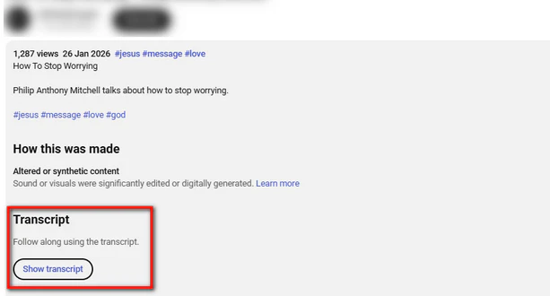 show youtube transcript
