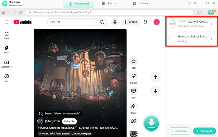 downloading youtube shorts