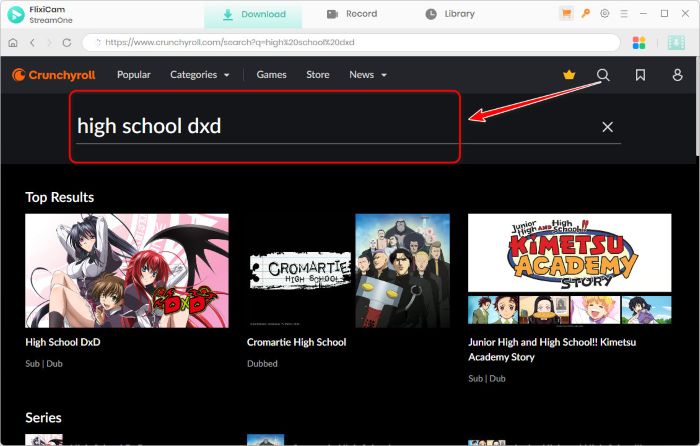 search crunchyroll